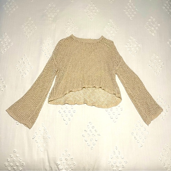Tan Knit Cropped Sweater - Picture 2 of 4